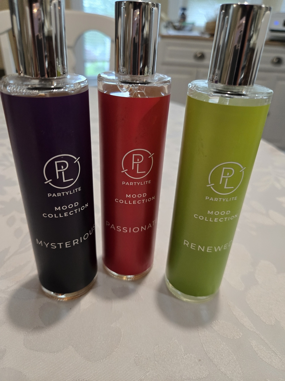 PartyLite Mood Collection Set - Purple, Red, & Green Aromatic Mists BRAND NEW